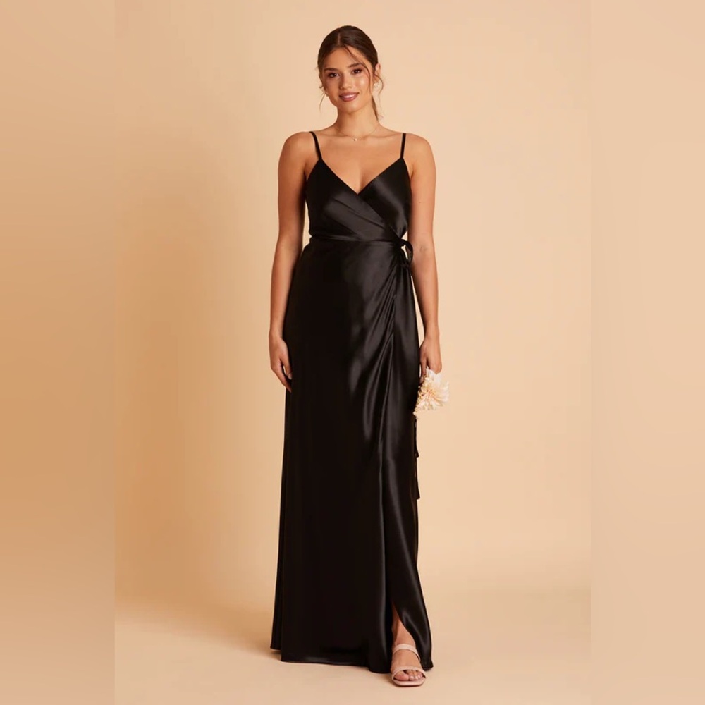 Birdy Grey - Cindy Black Satin Wrap Dress